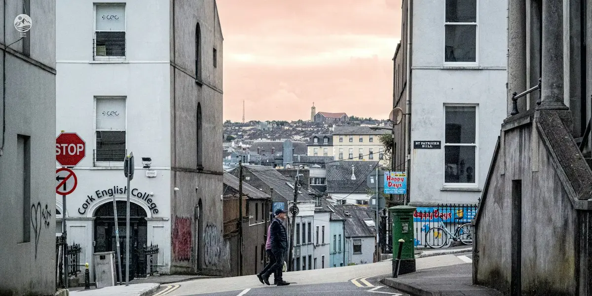 A Cork city street with terraced buildings